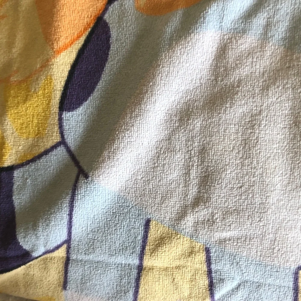 Cartoon Animal Print Beach Towel in Yellow, Orange, Purple